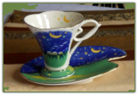 Moon & Stars porcelain teacup & saucer set